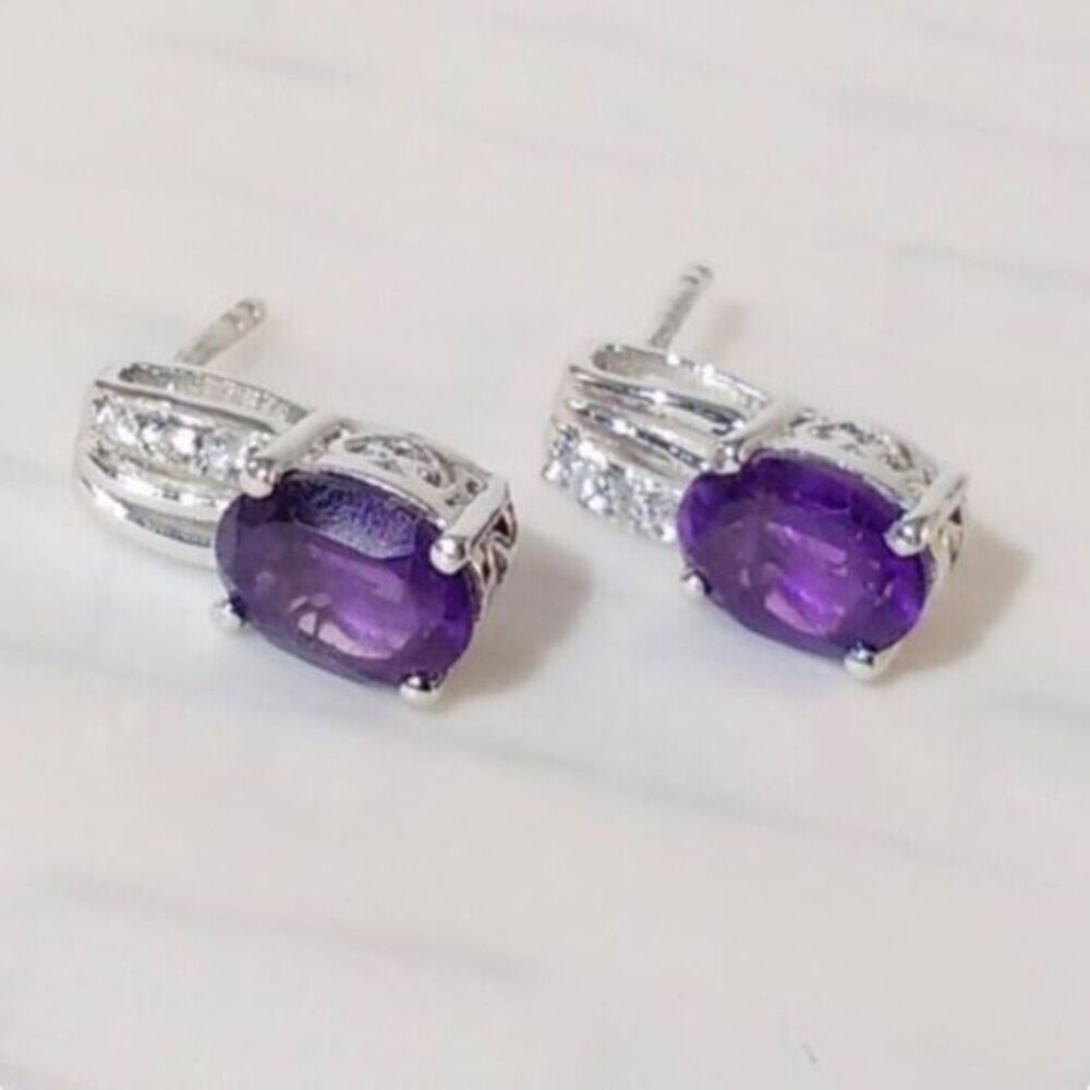 Amethyst 2.2 Carats tw Earrings Sterling Silver